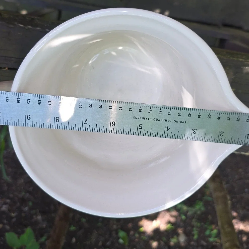 Longaberger Pottery Woven Traditions White Ceramic Batter Bowl with Handle